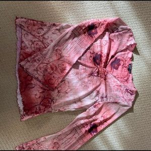 pink lightweight mesh long sleeve shirt